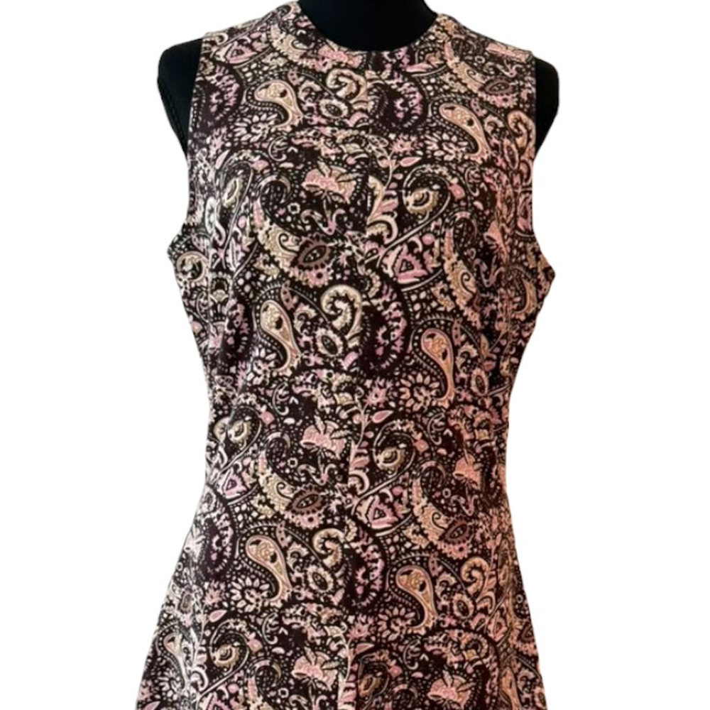 Julia Amory Baby Jane Printed Canvas Black Pink Paisley Sleeveless Mini Dress S - Picture 4 of 10